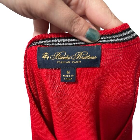 Brooks Brothers Red Italian Yarn Merino Wool Crew Neck Sweater - Medium - Picture 4 of 6